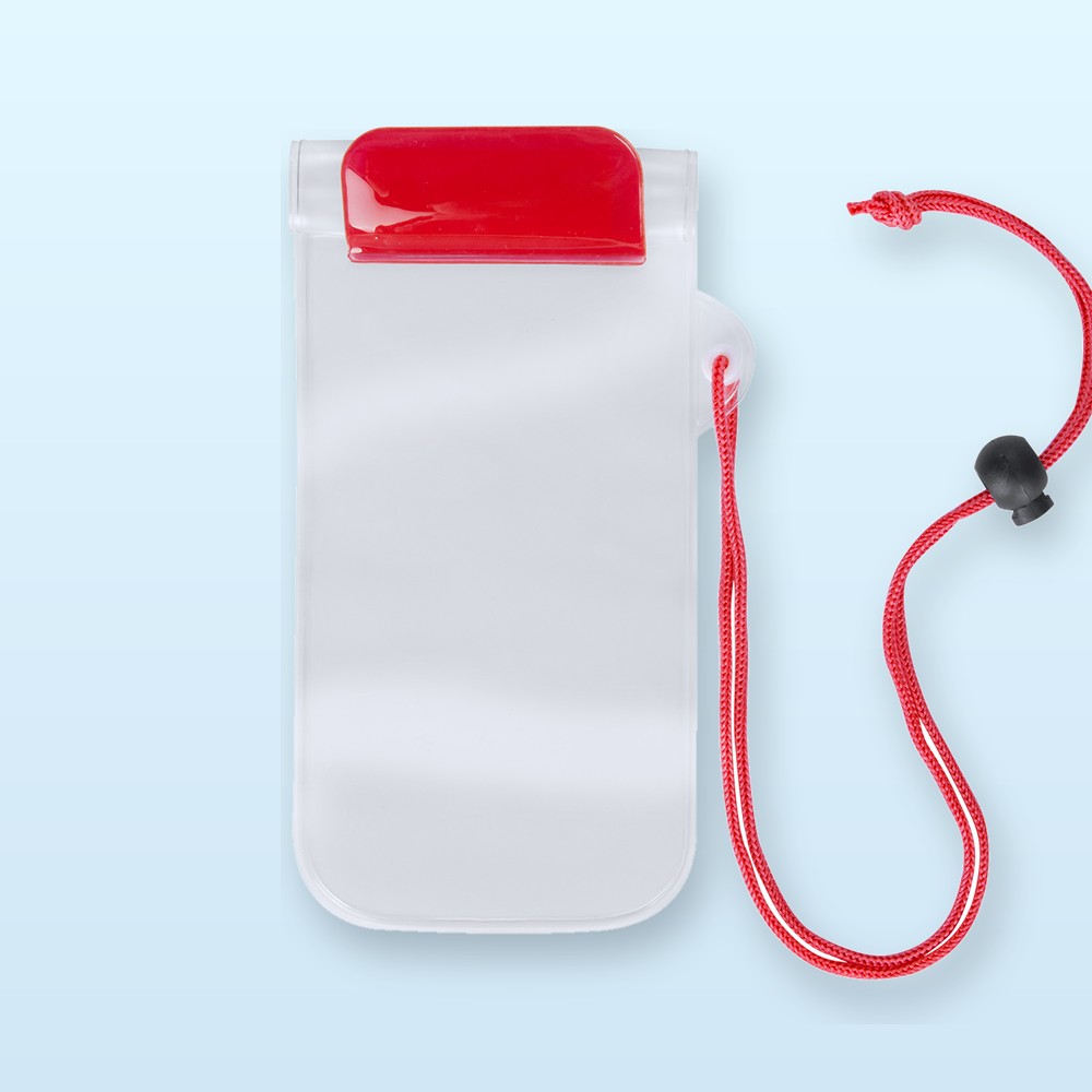 custodia per cellulare impermeabile - rosso - trasparente