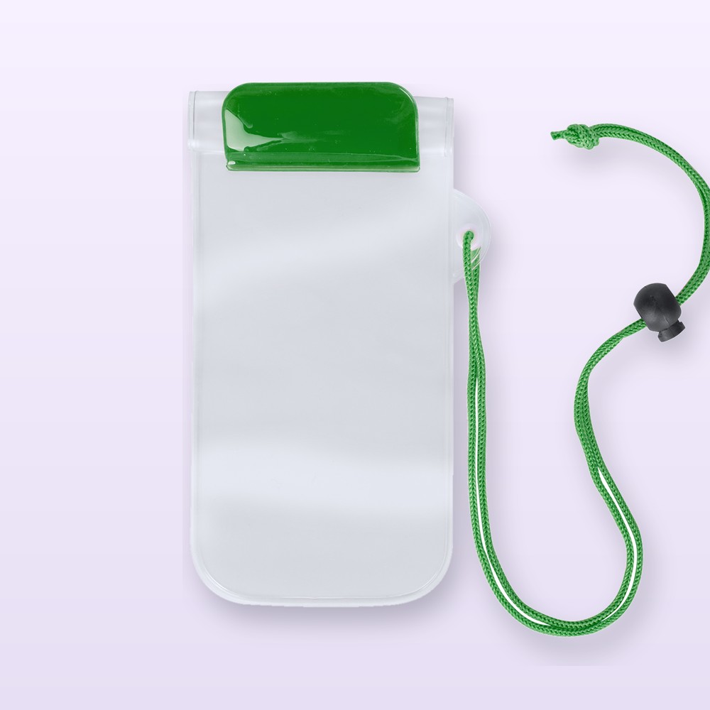 custodia per cellulare impermeabile - verde - trasparente