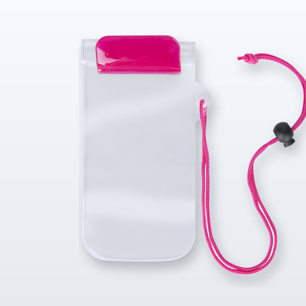 custodia per cellulare impermeabile - fucsia - trasparente