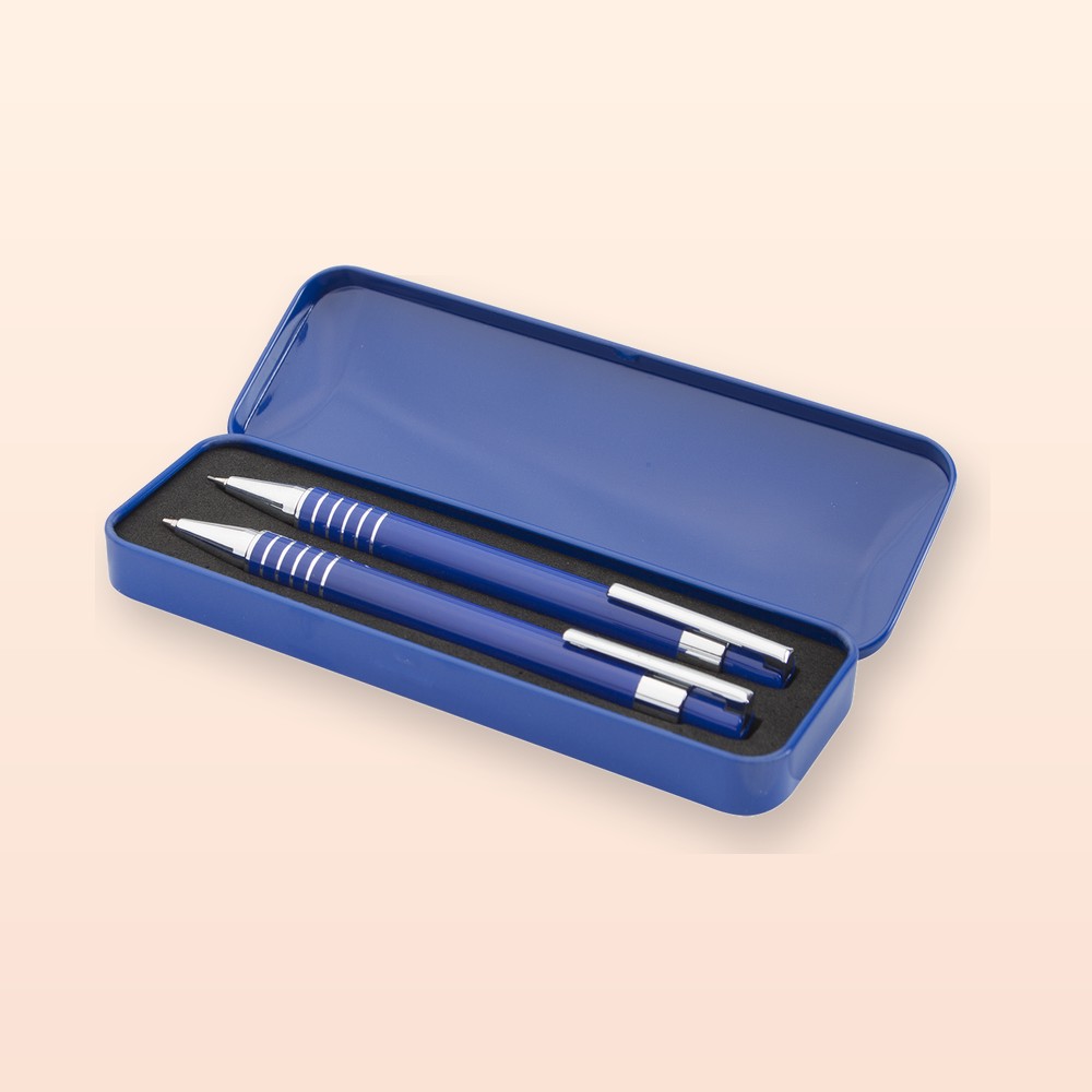 set penna e matita - blu