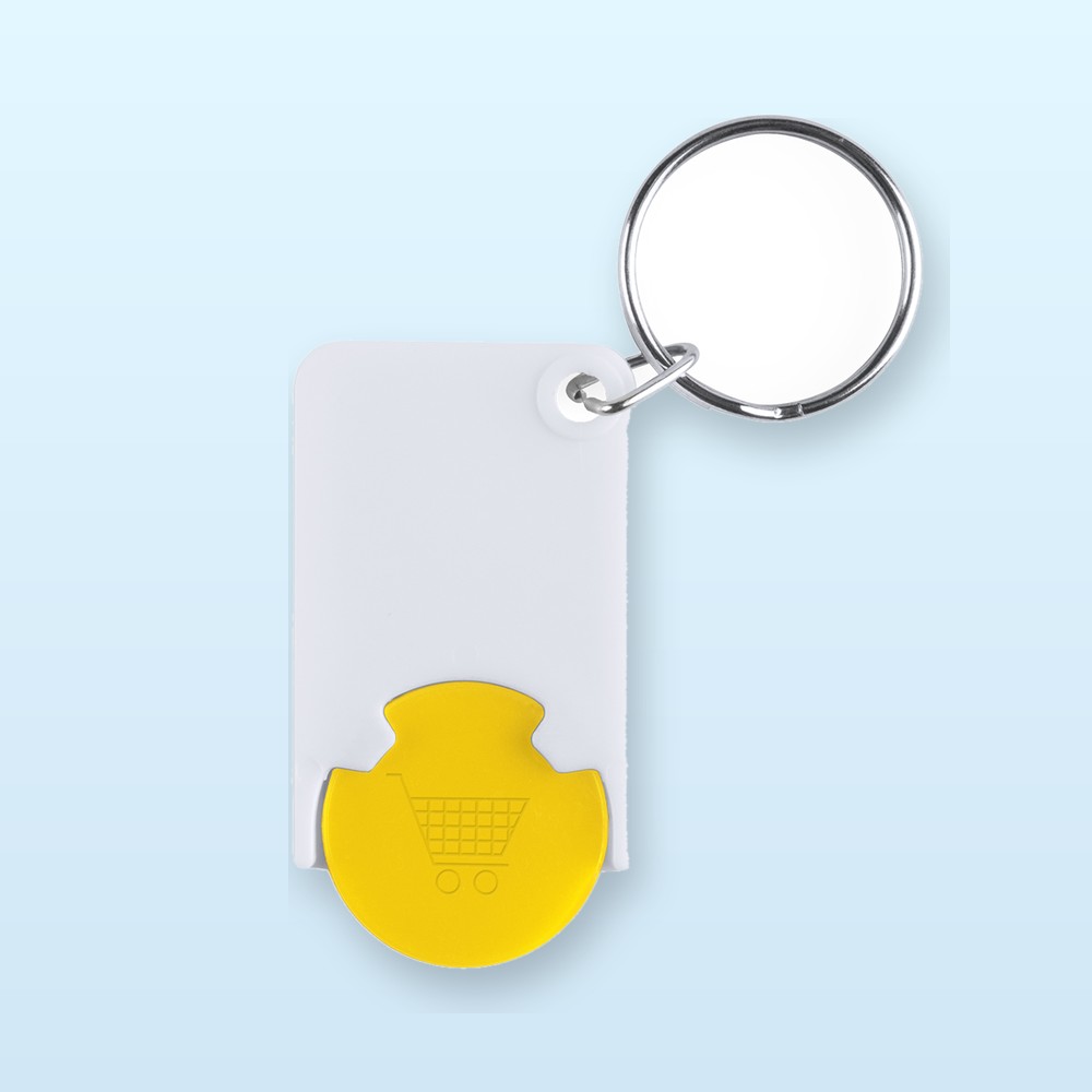 portachiavi con gettone - giallo - bianco