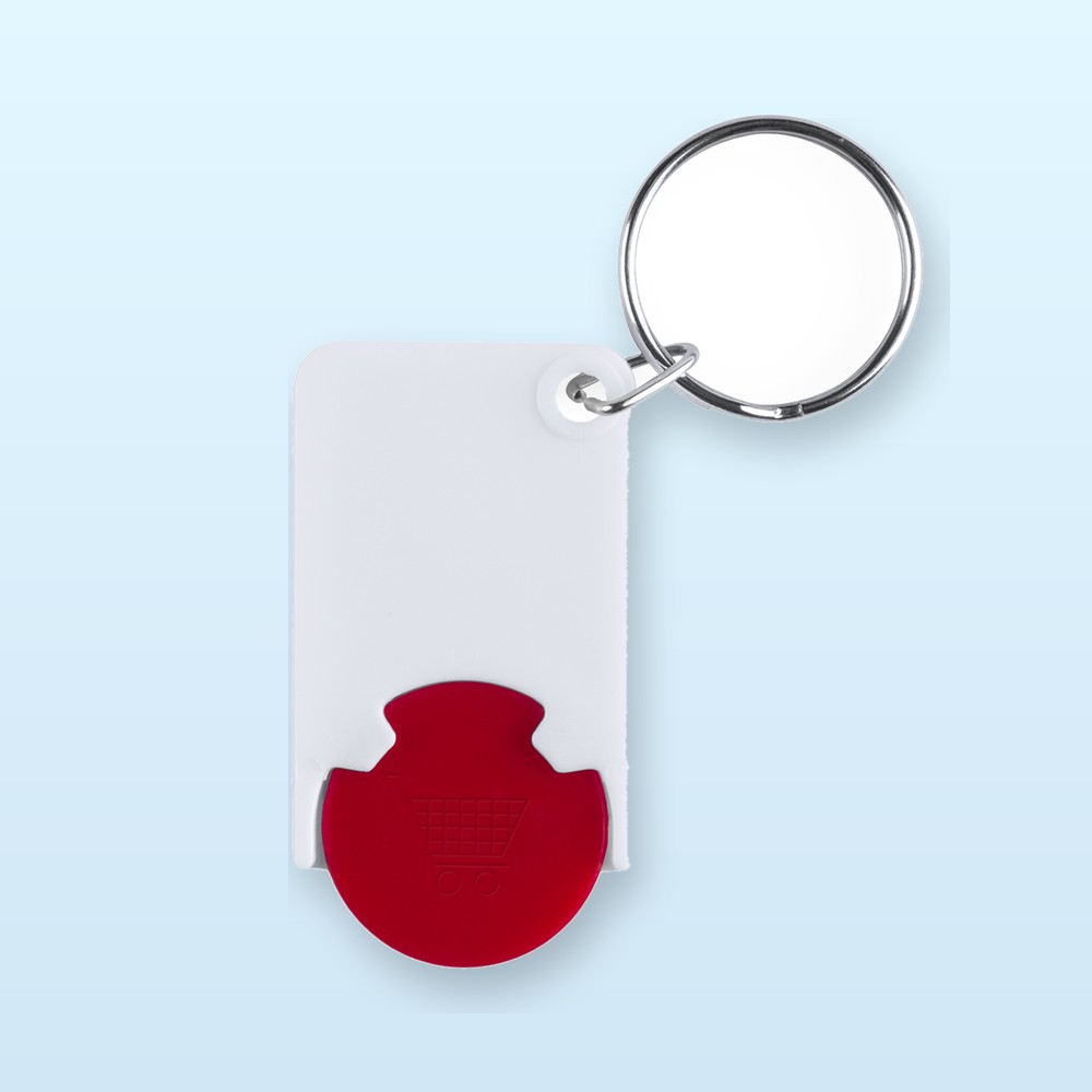 portachiavi con gettone - rosso - bianco