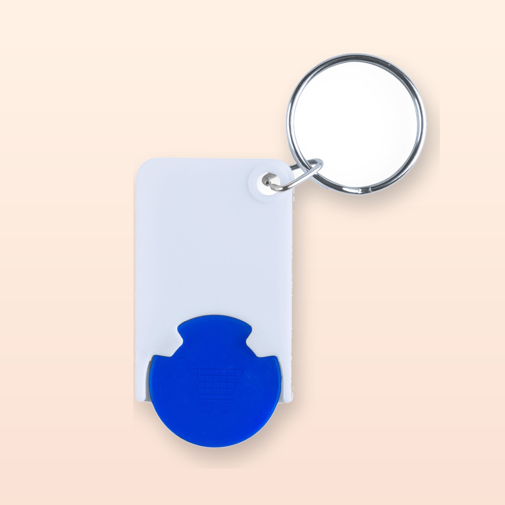 portachiavi con gettone - blu - bianco