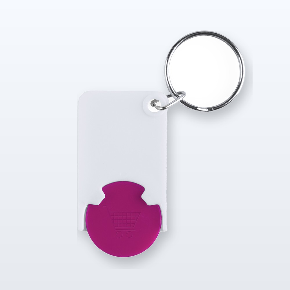 portachiavi con gettone - fucsia - bianco