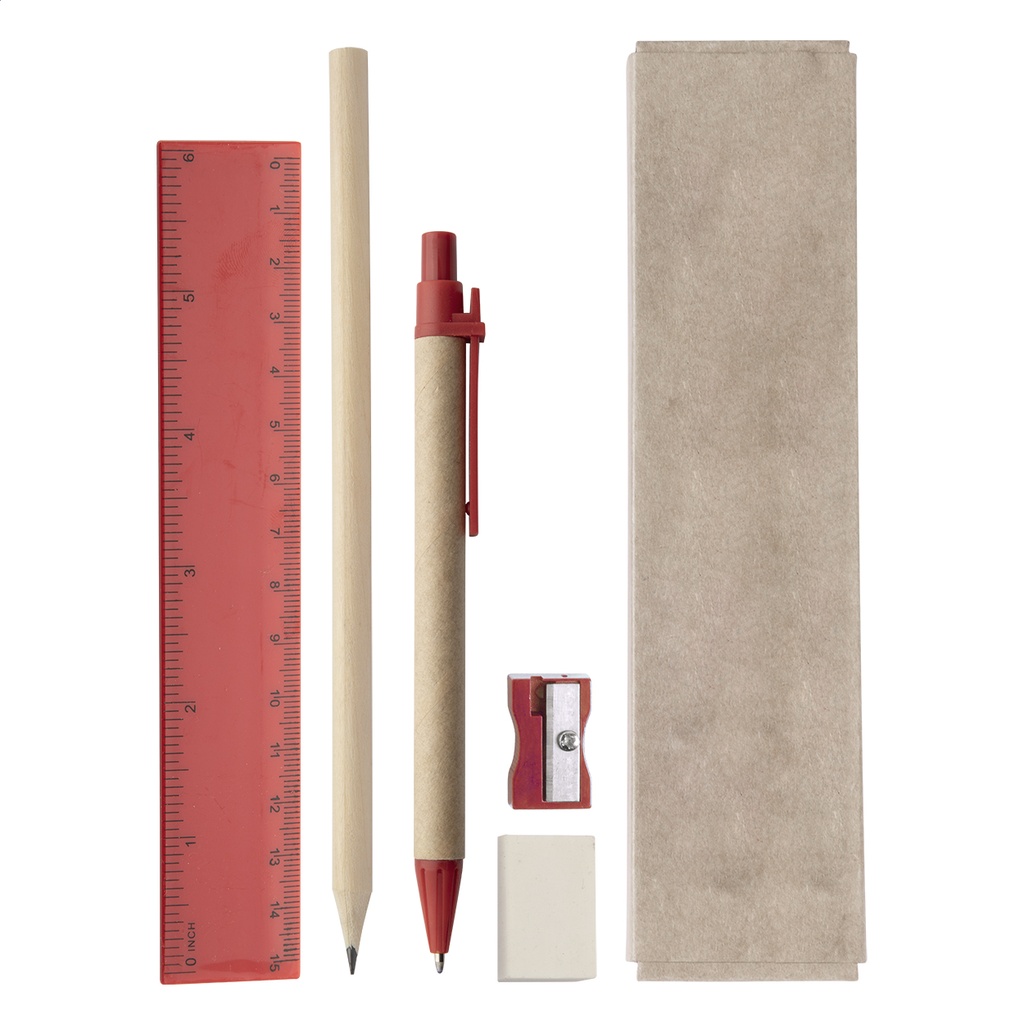 set cancelleria - rosso - naturale