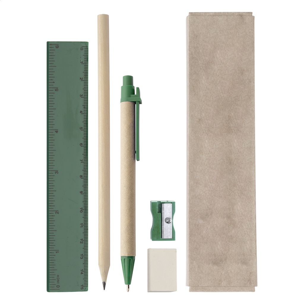 set cancelleria - verde - naturale