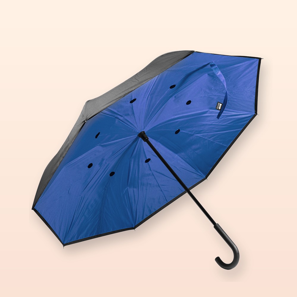 Ombrello con apertura inversa in RPET - blu