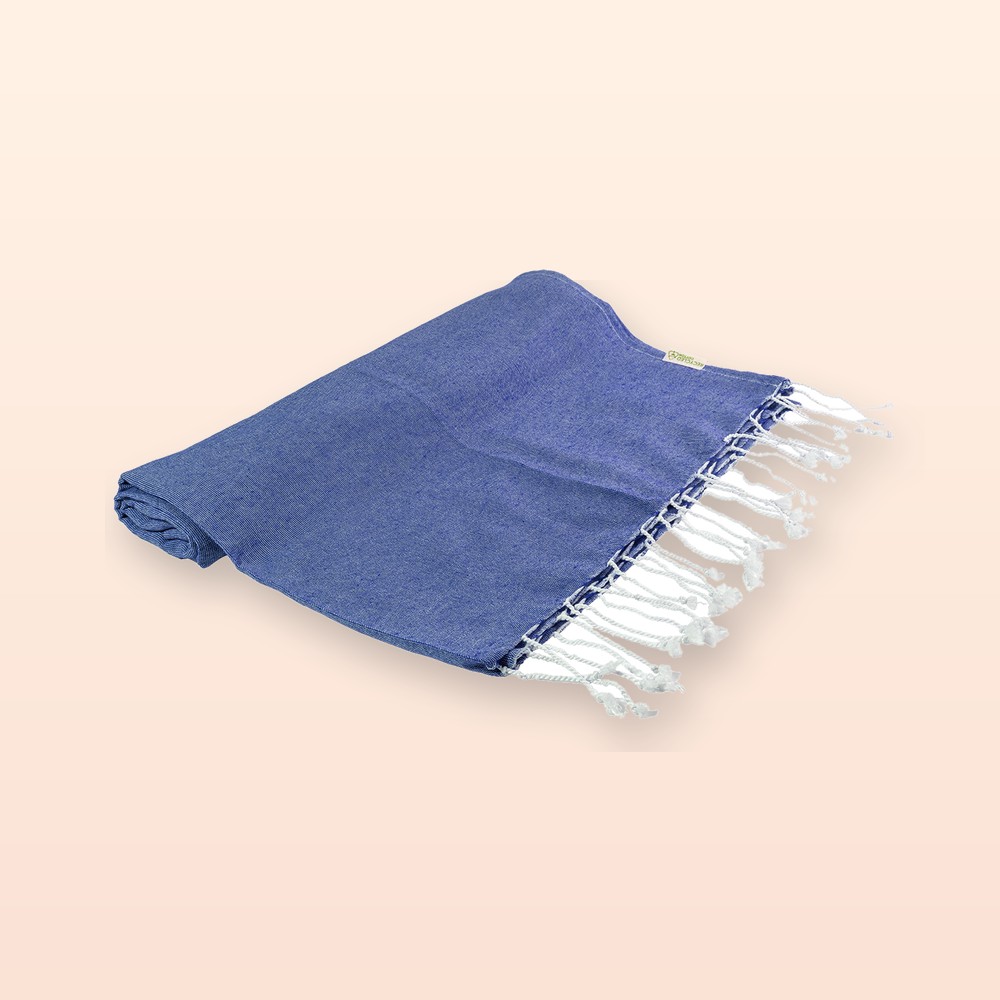 telo mare in cotone riciclato - blu scuro