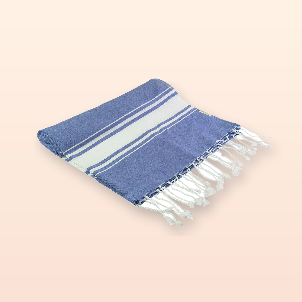 telo mare in cotone riciclato - blu scuro