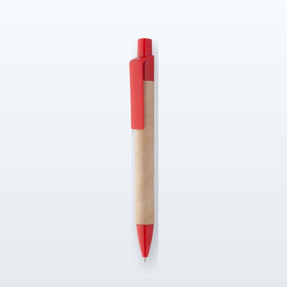 penna a sfera carta riciclata - naturale - rosso