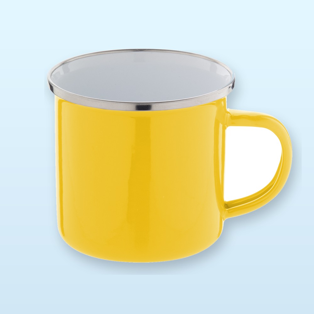 Tazza in smalto - giallo - bianco