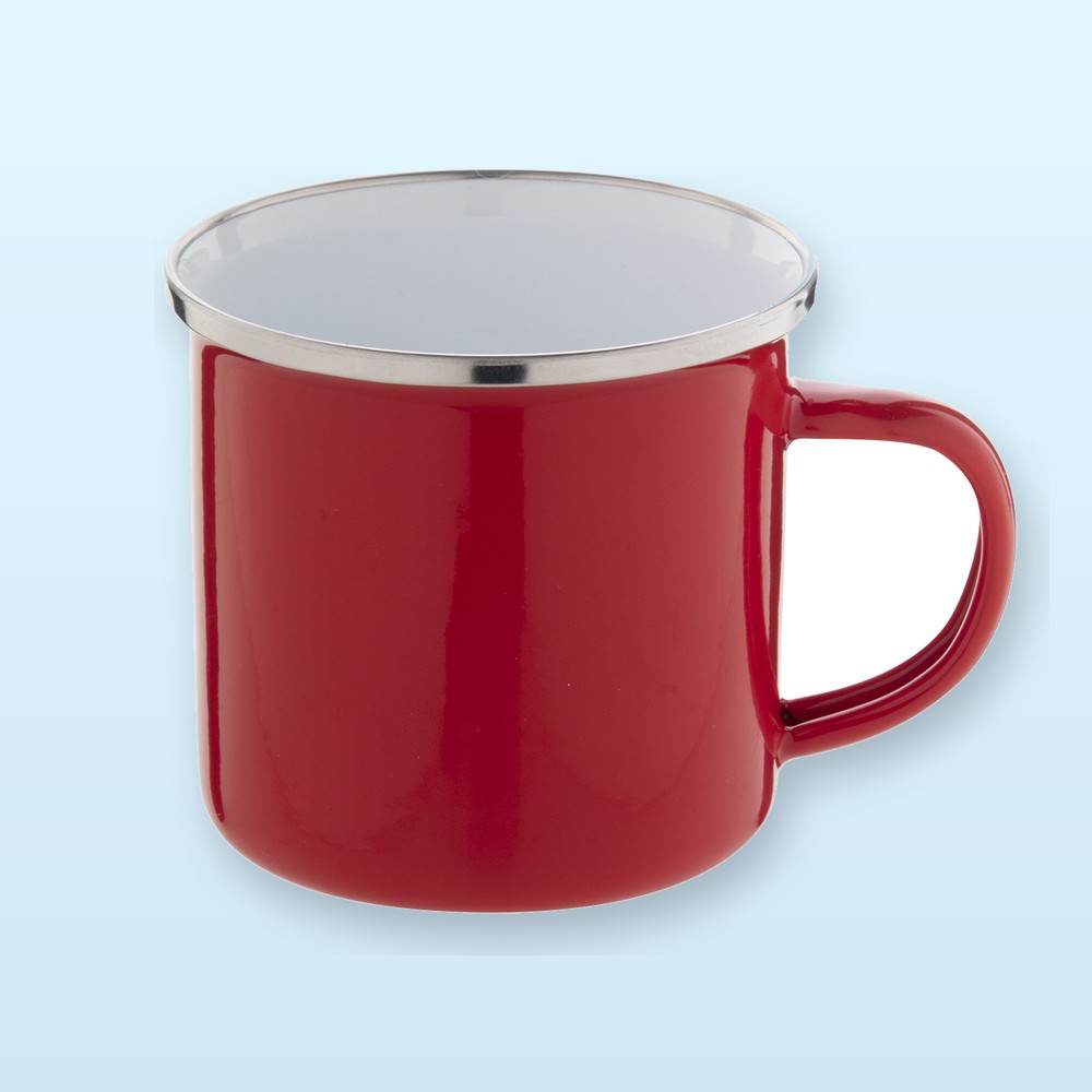 Tazza in smalto - rosso - bianco