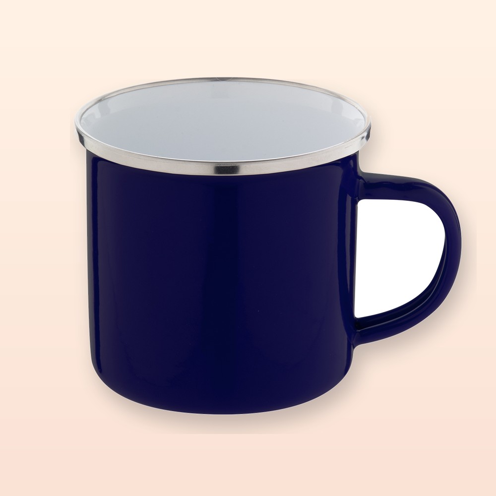 Tazza in smalto - blu scuro - bianco