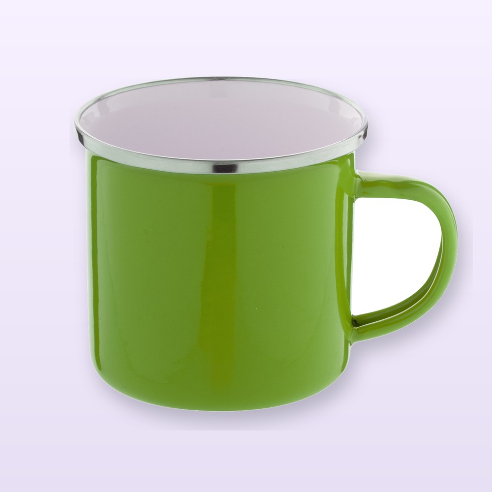 Tazza in smalto - verde - bianco