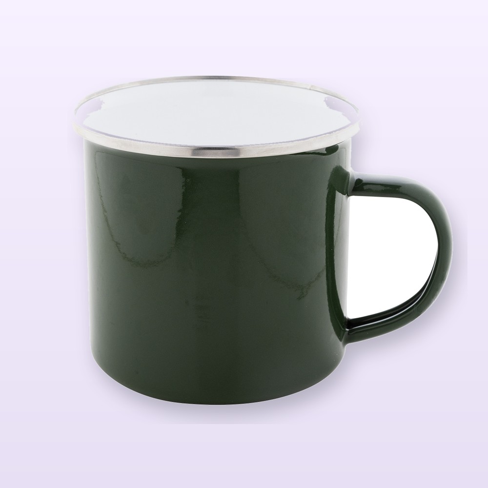 Tazza in smalto - verde scuro - bianco