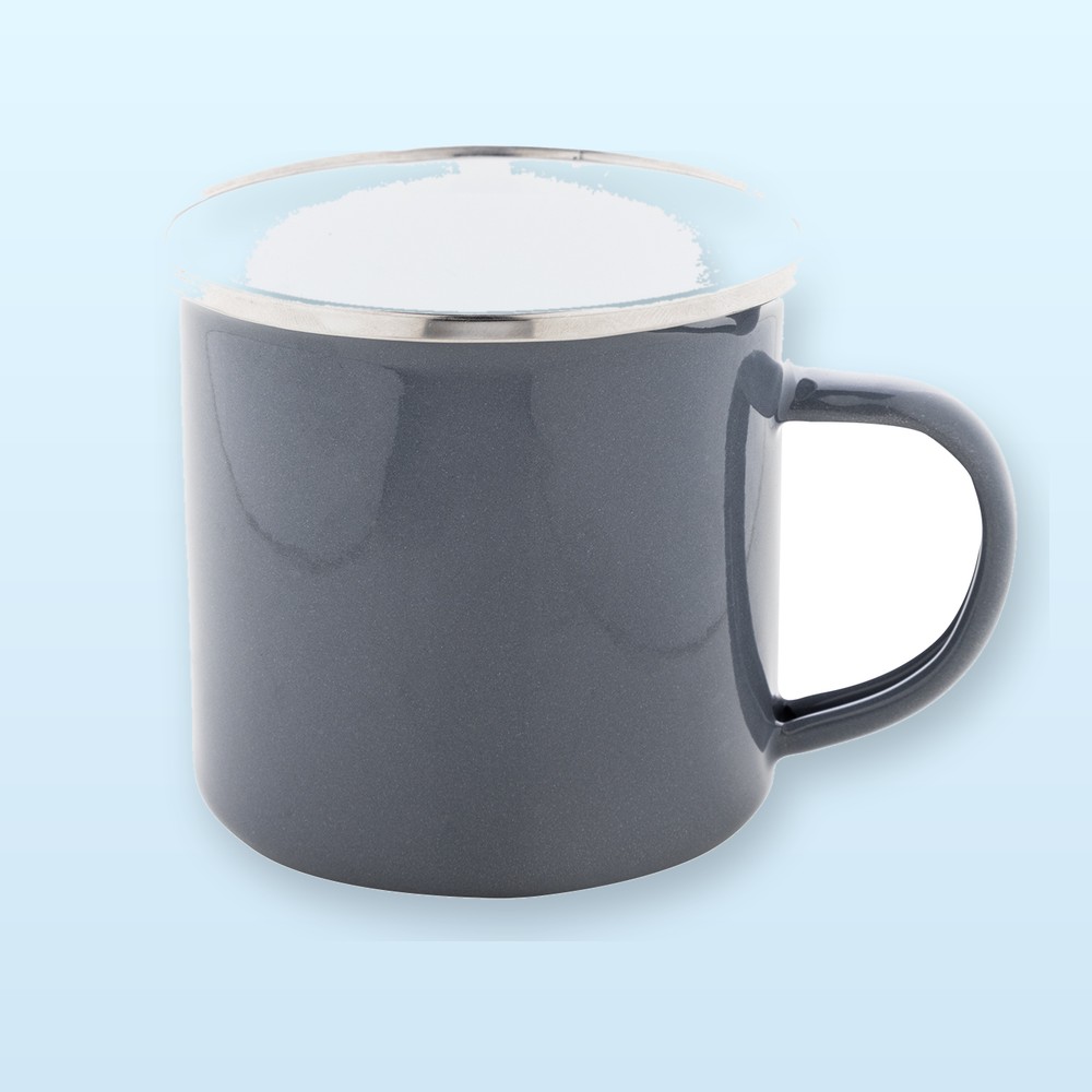 Tazza in smalto - grigio - bianco