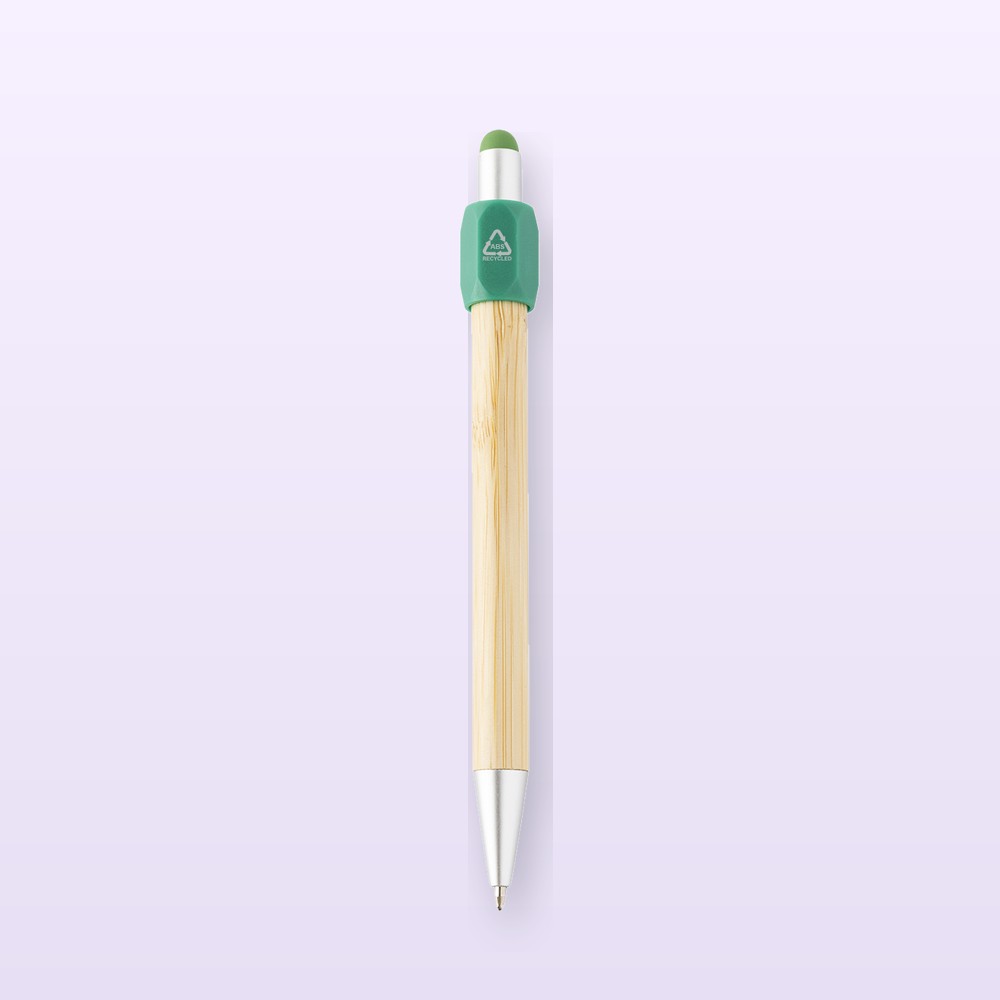 Penna a sfera con spinner - verde - naturale