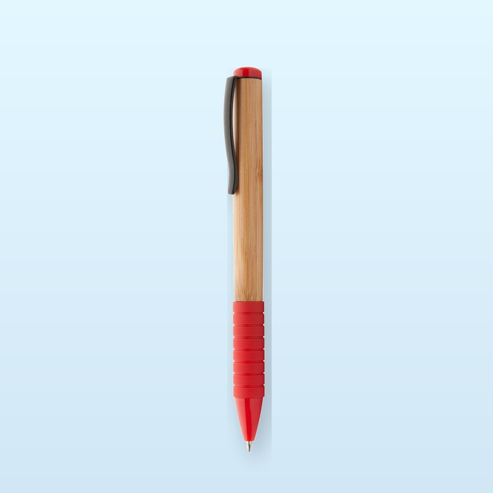 penna a sfera bambù - rosso - naturale