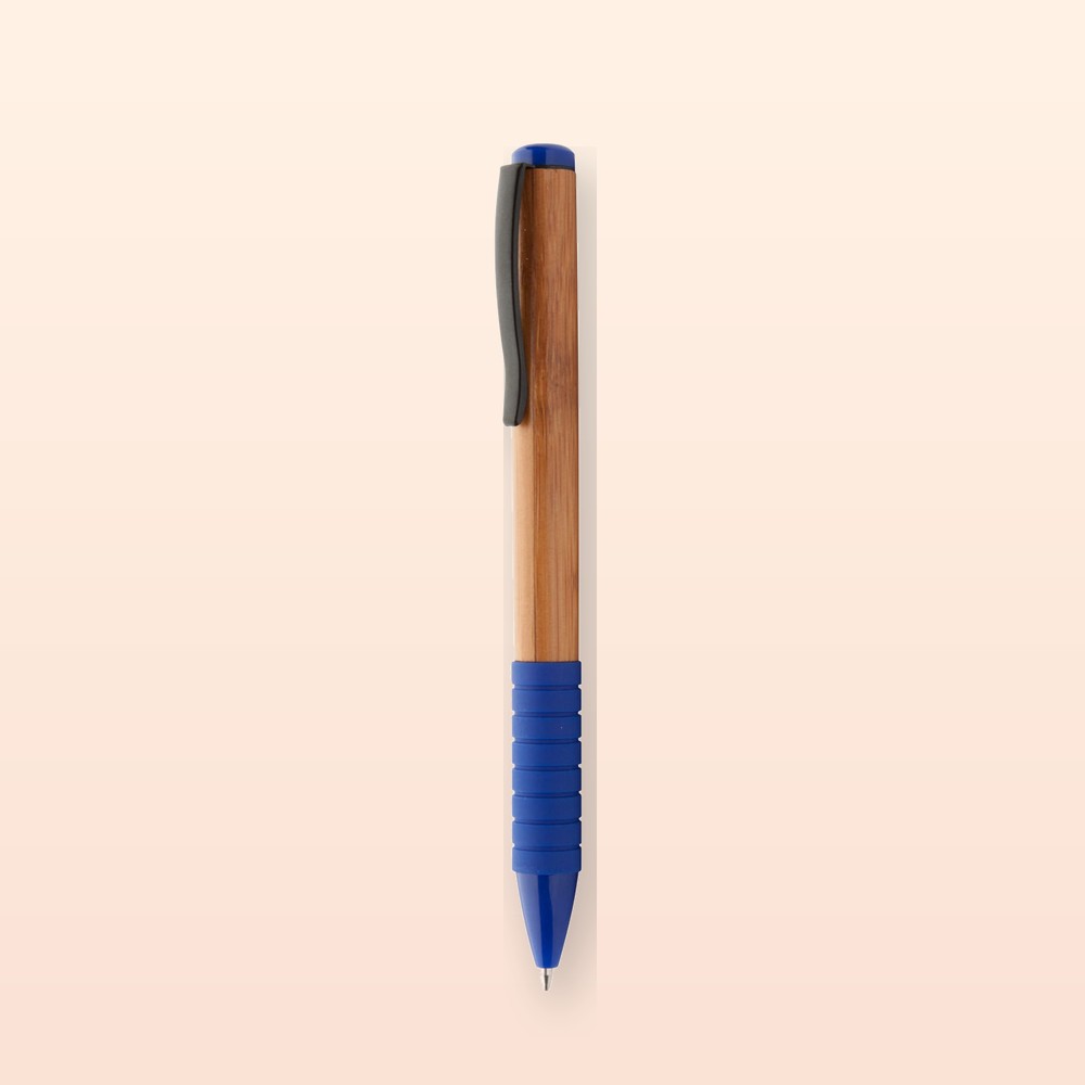 penna a sfera bambù - blu - naturale