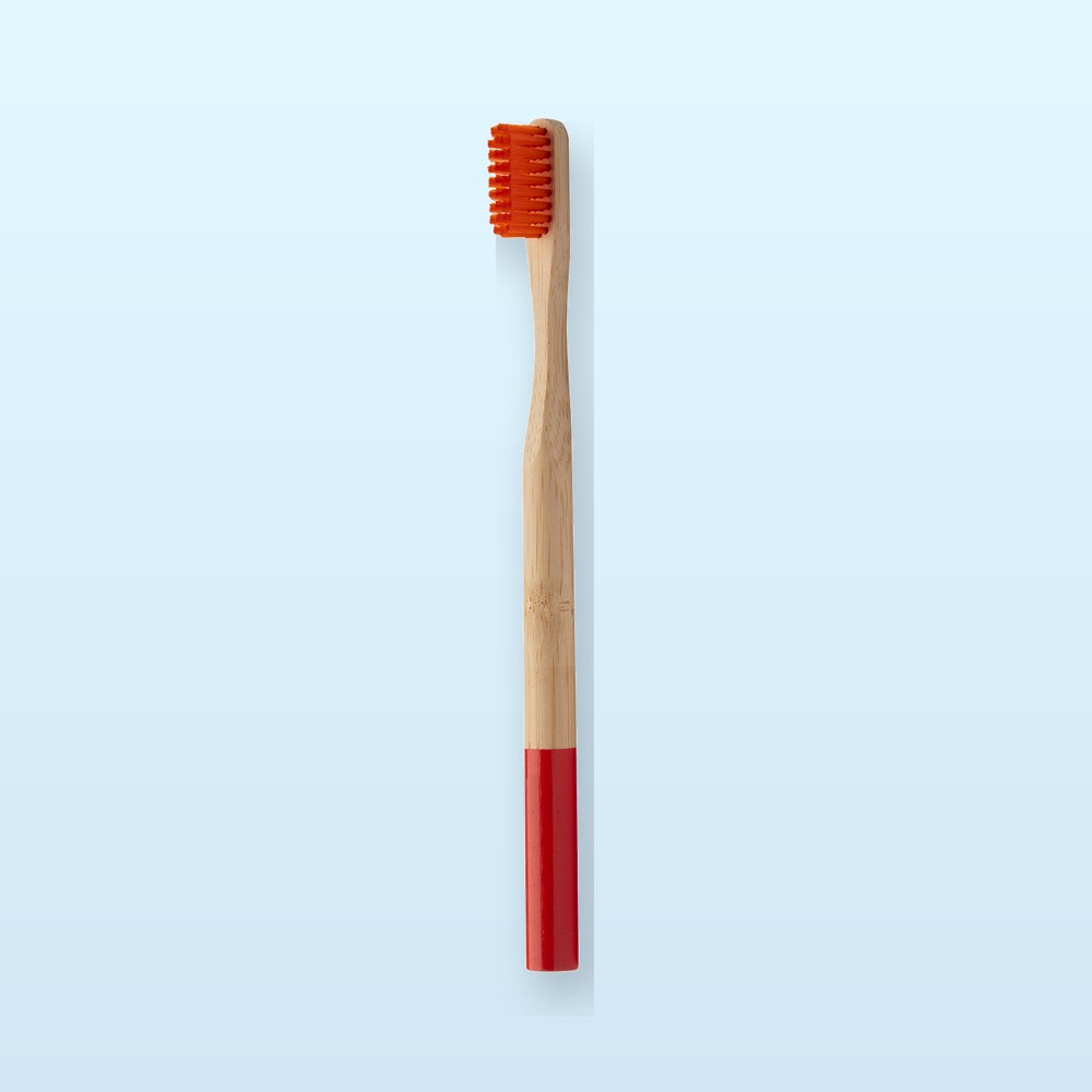spazzolino in bambù - rosso - naturale