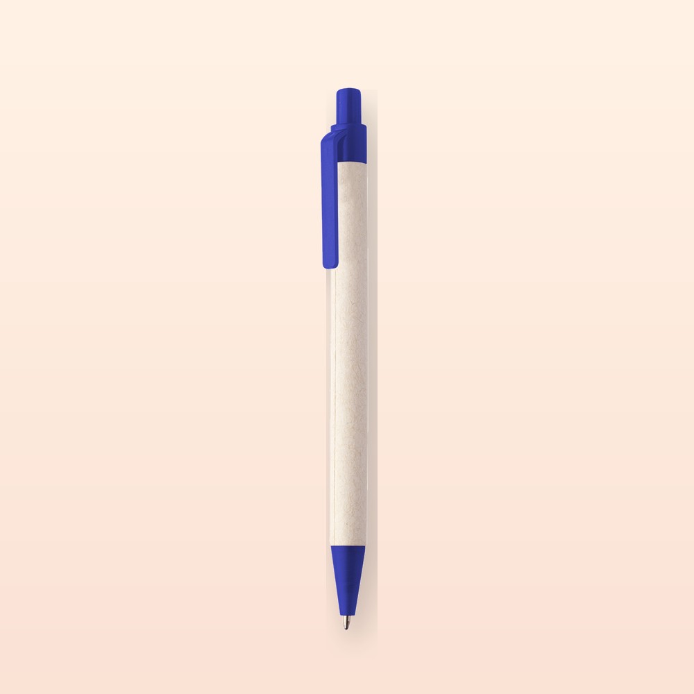 Penna a sfera in riciclato cartone per il latte - blu - naturale