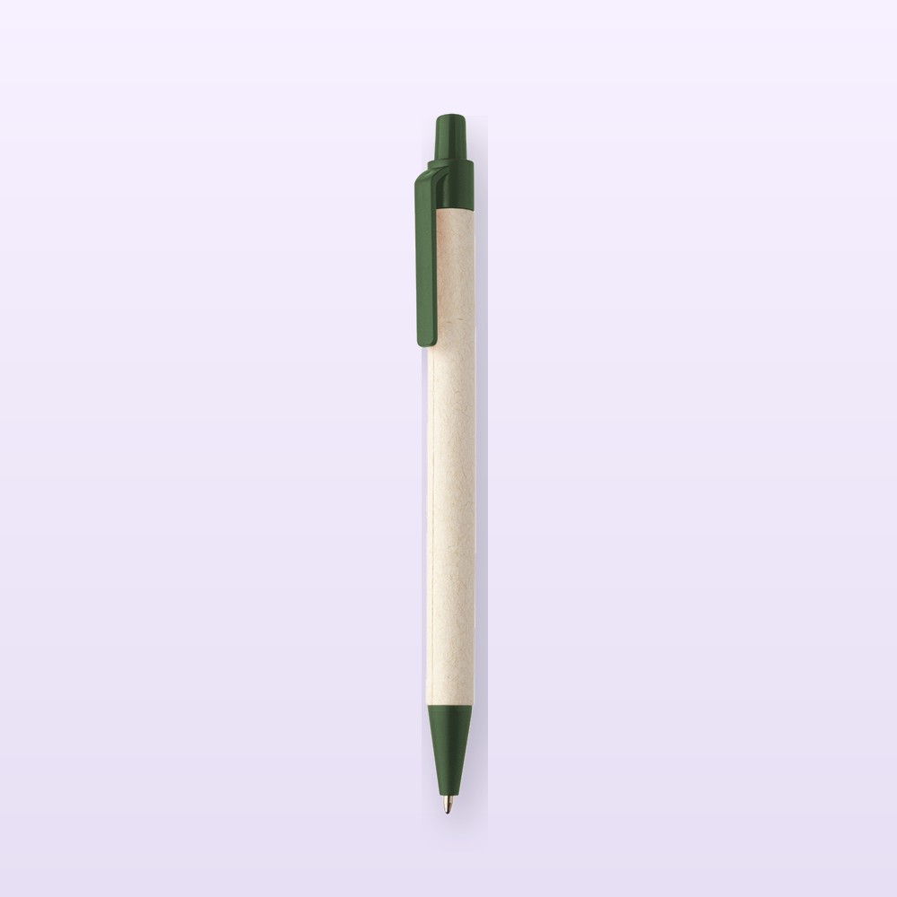 Penna a sfera in riciclato cartone per il latte - verde - naturale