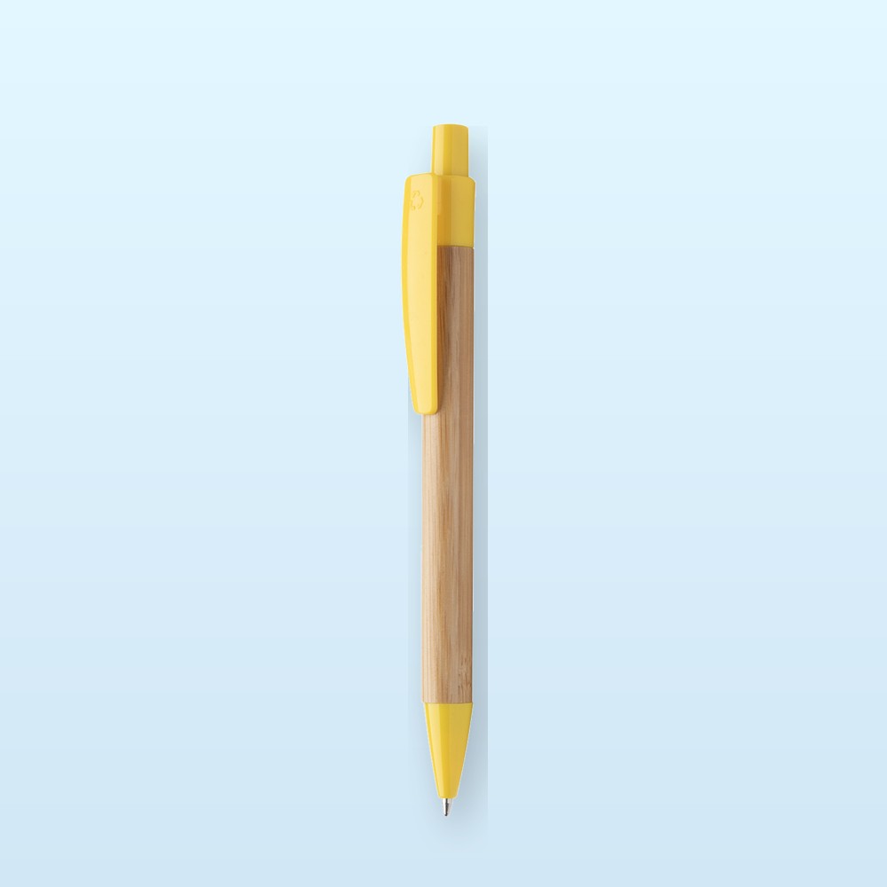 penna a sfera in bambù - giallo - naturale