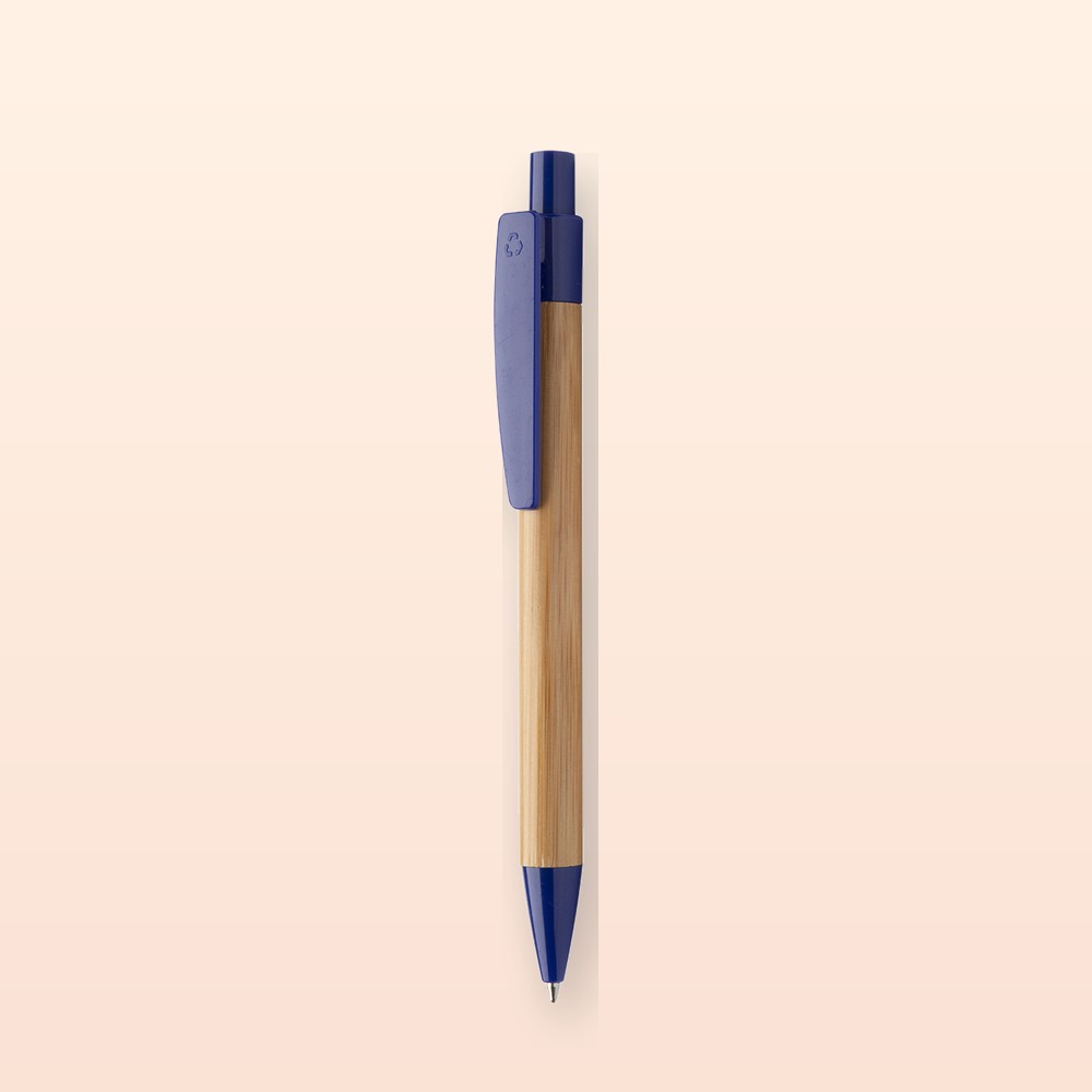 penna a sfera in bambù - blu - naturale