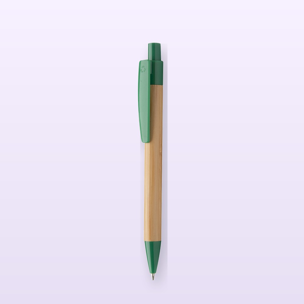penna a sfera in bambù - verde - naturale