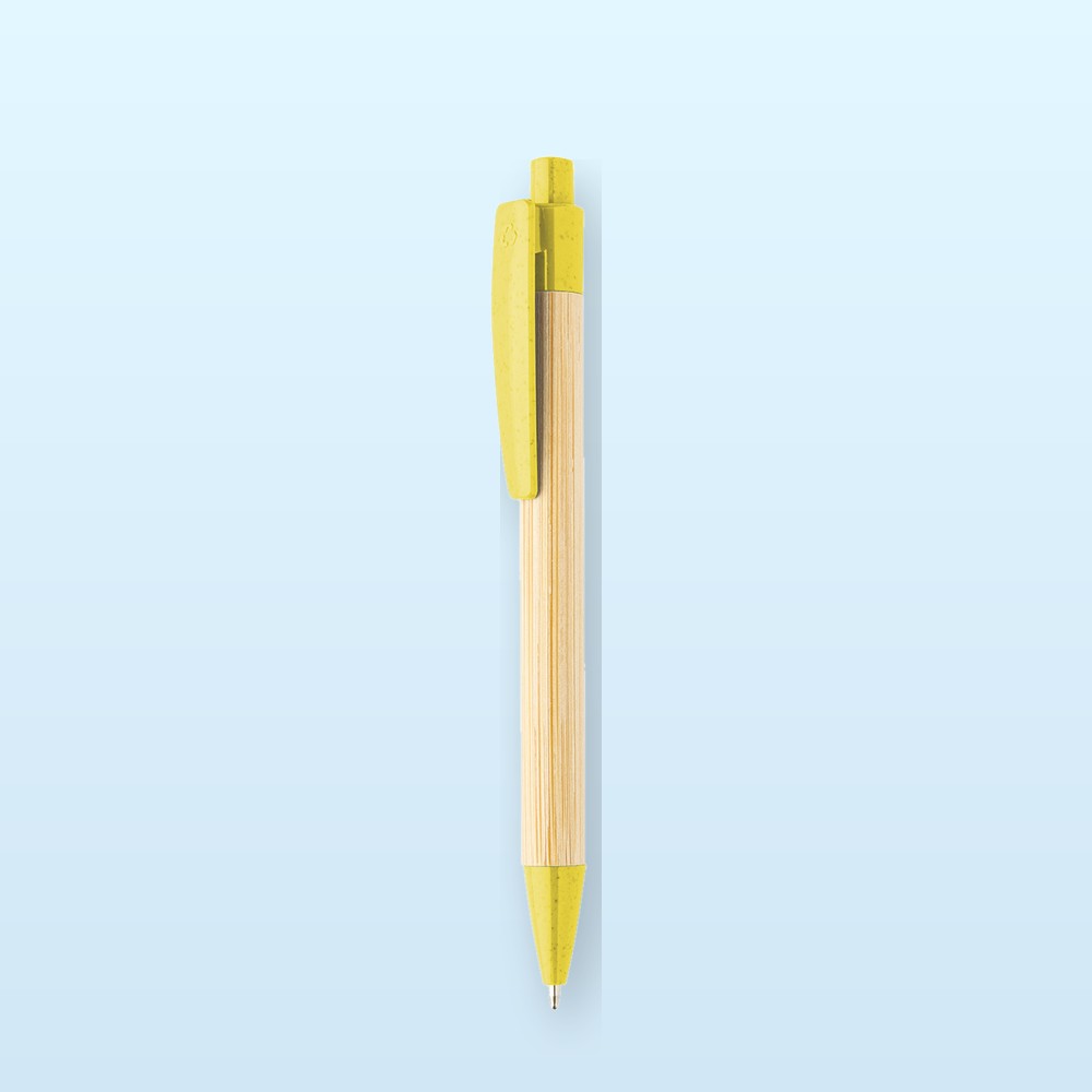 penna a sfera in bambù - giallo - naturale