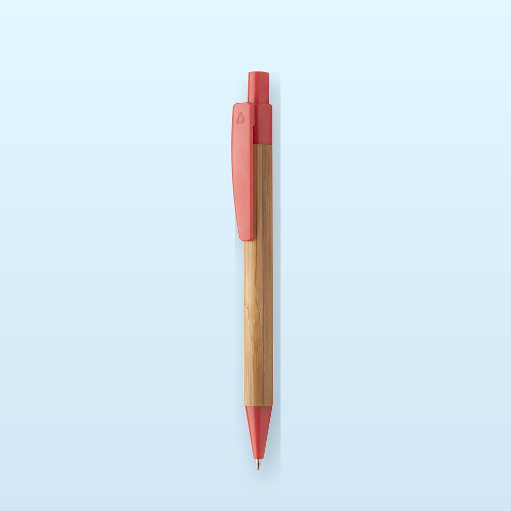 penna a sfera in bambù - rosso - naturale