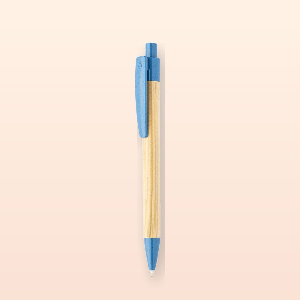 penna a sfera in bambù - blu scuro - naturale