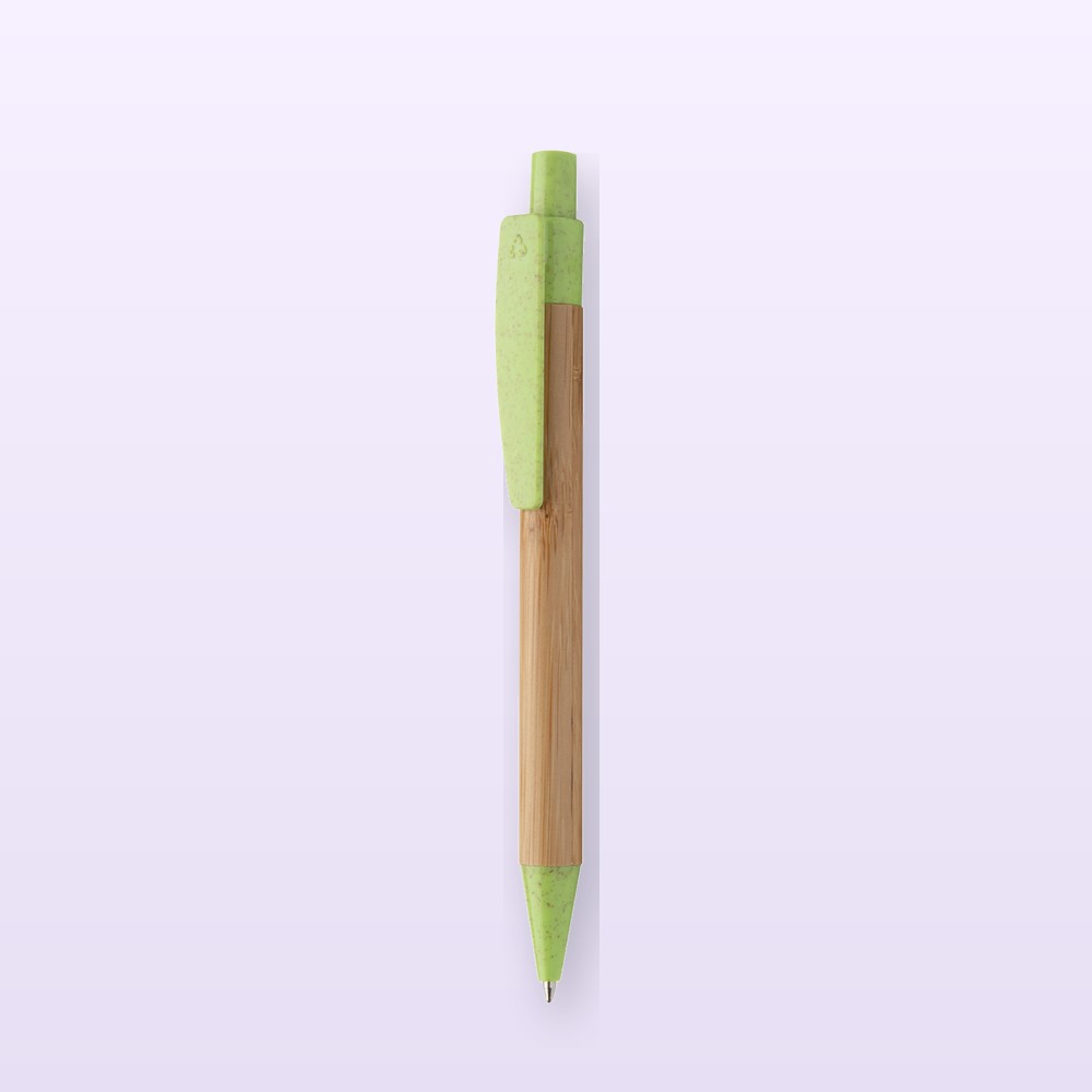 penna a sfera in bambù - verde - naturale