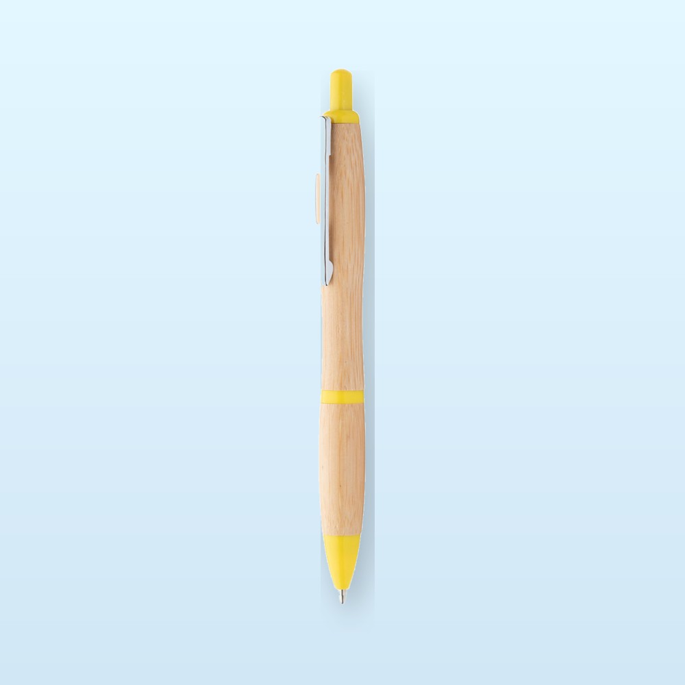penna a sfera in bambù - giallo - naturale