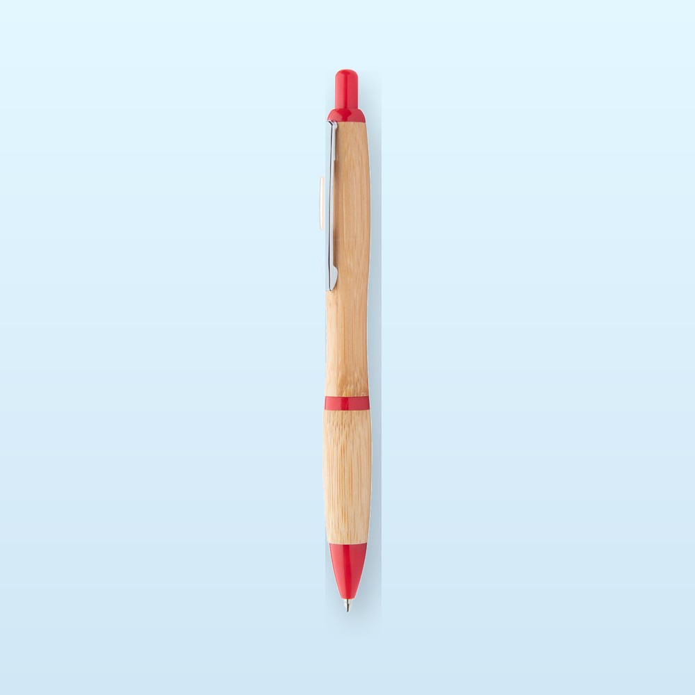 penna a sfera in bambù - rosso - naturale
