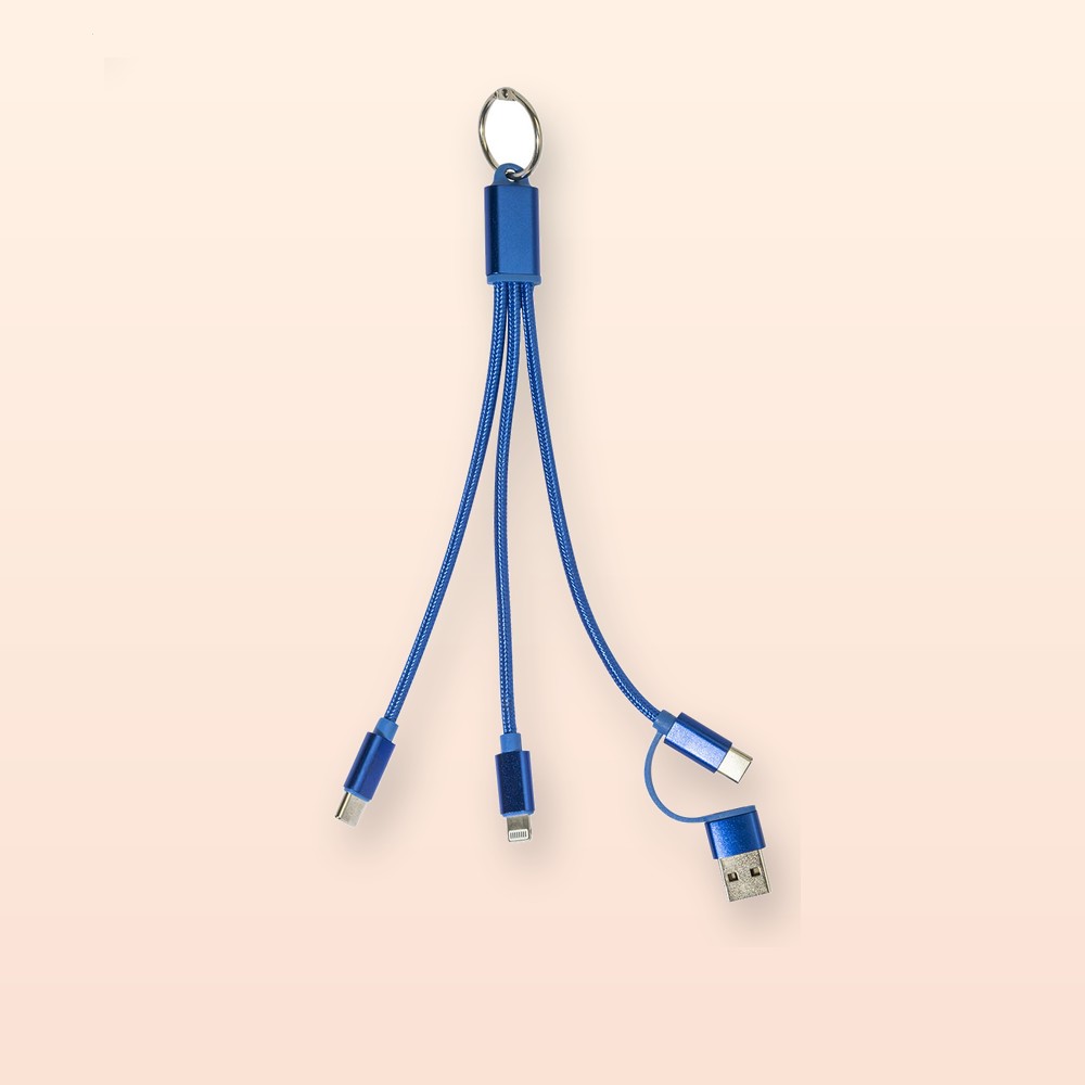 portachiavi con cavo di ricarica USB - blu