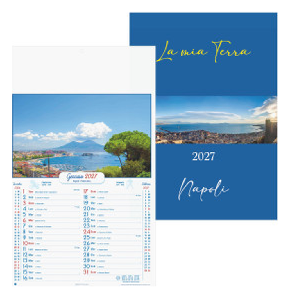 Calendario illustrato da parete cm 31x53 - Napoli Antica
