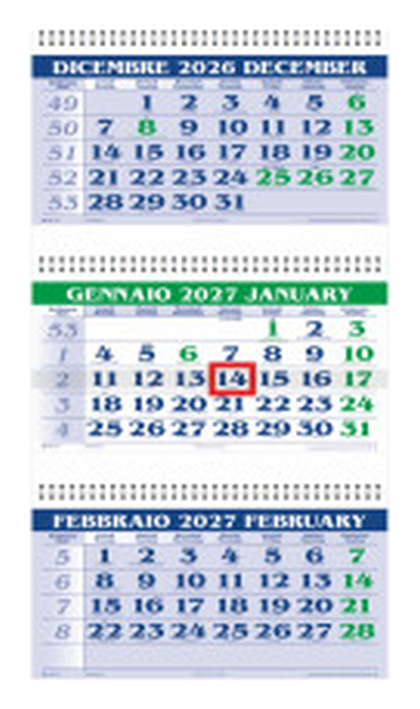Calendario Trittico cm 31x80