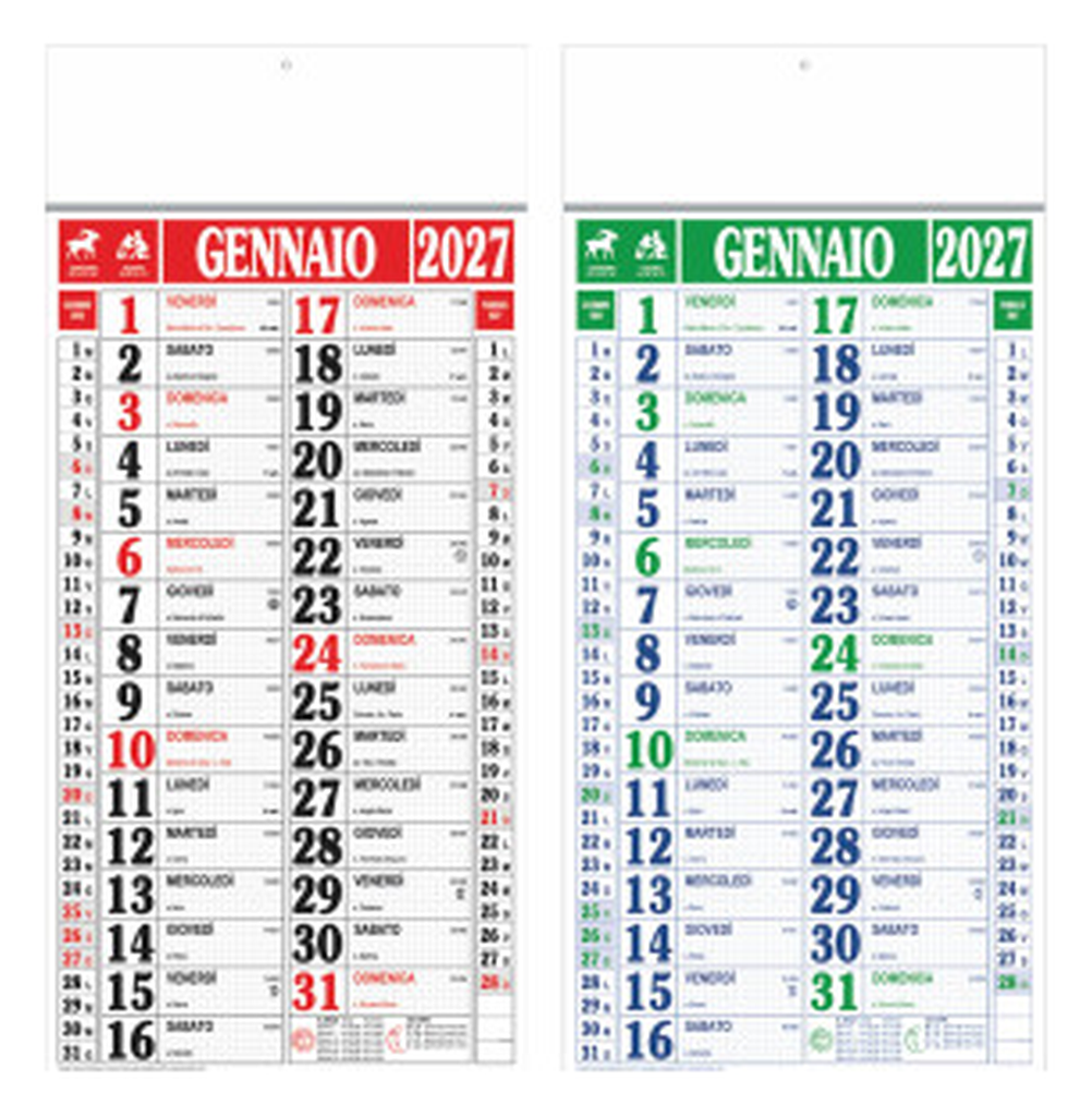 Calendario Olandese da parete  cm 33x70
