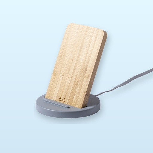 [BL-104330] caricabatterie wireless con supporto per cellulare - grigio - naturale