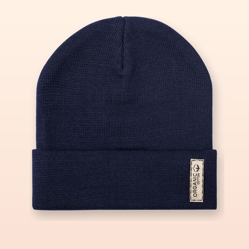 [BL-104515] Cappellino invernale in cotone organico - blu scuro