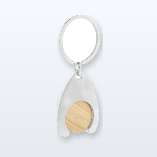 [BL-107061] Portachiavi con gettone per carrello - naturale - argento