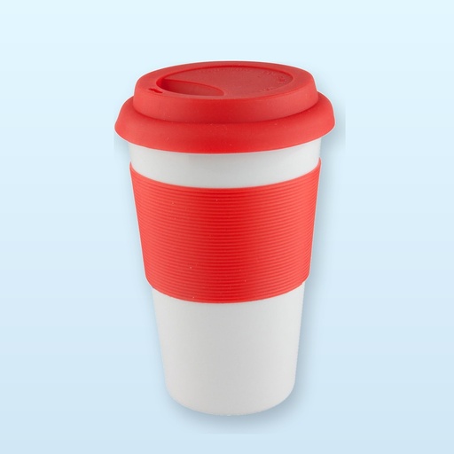 [BL-108661] tazza mug con silicone - rosso - bianco