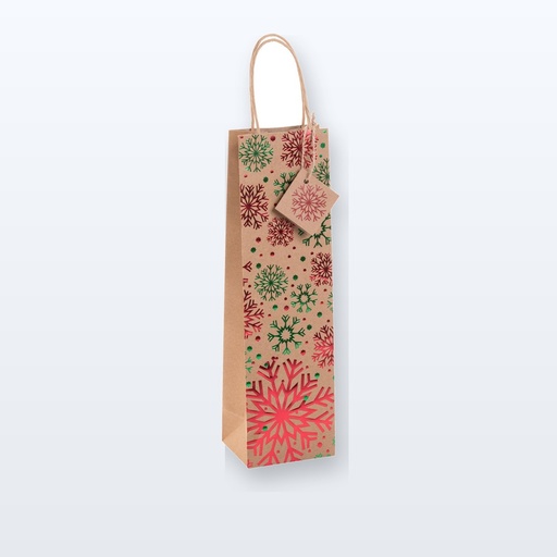 [BL-109647] Busta regalo natalizia, per bottiglia vino - multicolore