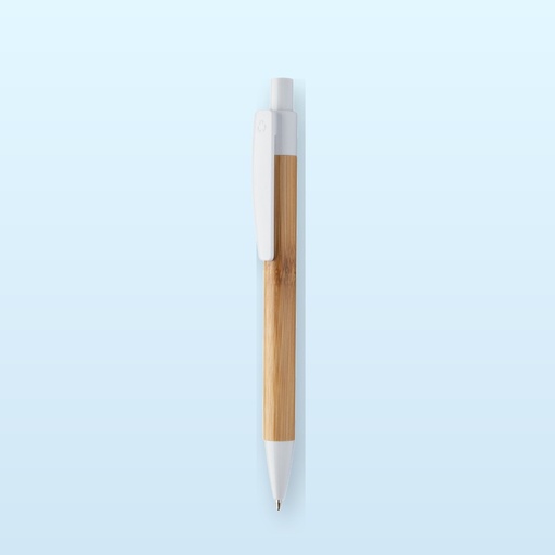 [BL-110139] penna a sfera in bambù - bianco - naturale