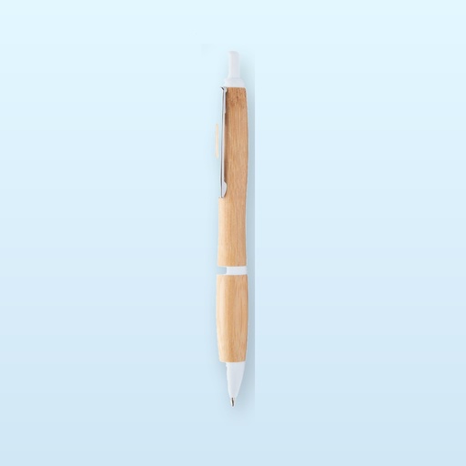[BL-110177] penna a sfera in bambù - bianco - naturale