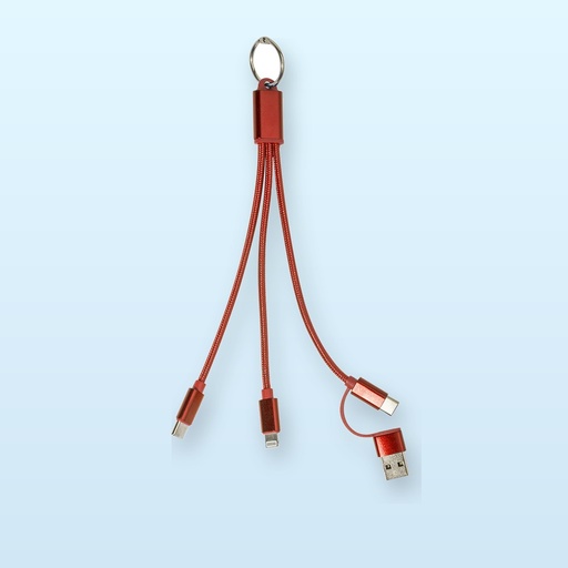 [BL-110775] portachiavi con cavo di ricarica USB - rosso