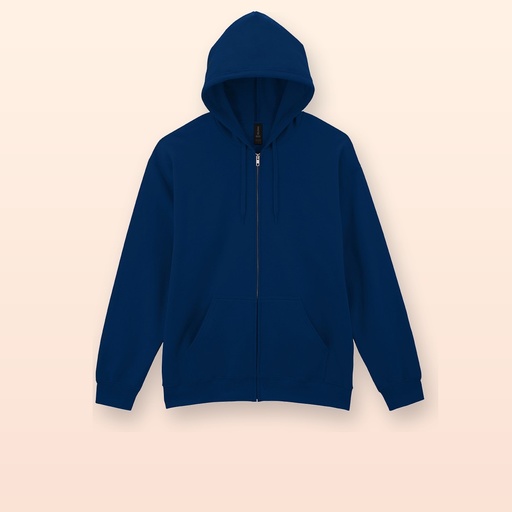 [BL-102118] felpa con cappuccio e zip - blu scuro - L