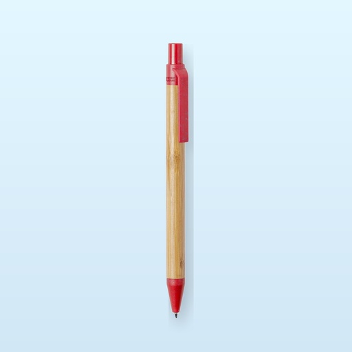 [BL-104531] Penna a sfera in bambù - rosso - naturale
