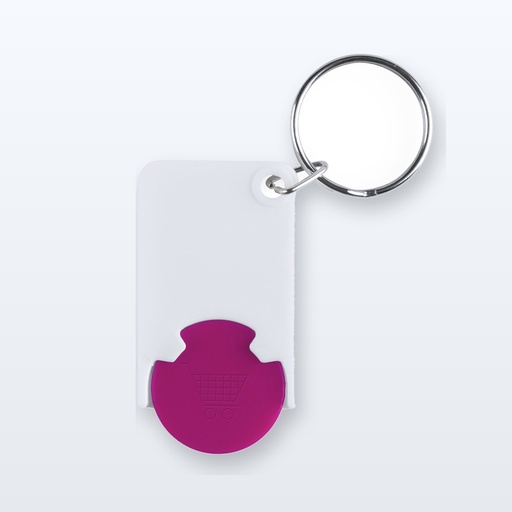 [BL-105856] portachiavi con gettone - fucsia - bianco